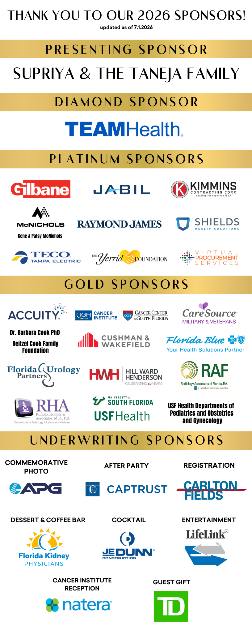 TGH Gala Sponsors 