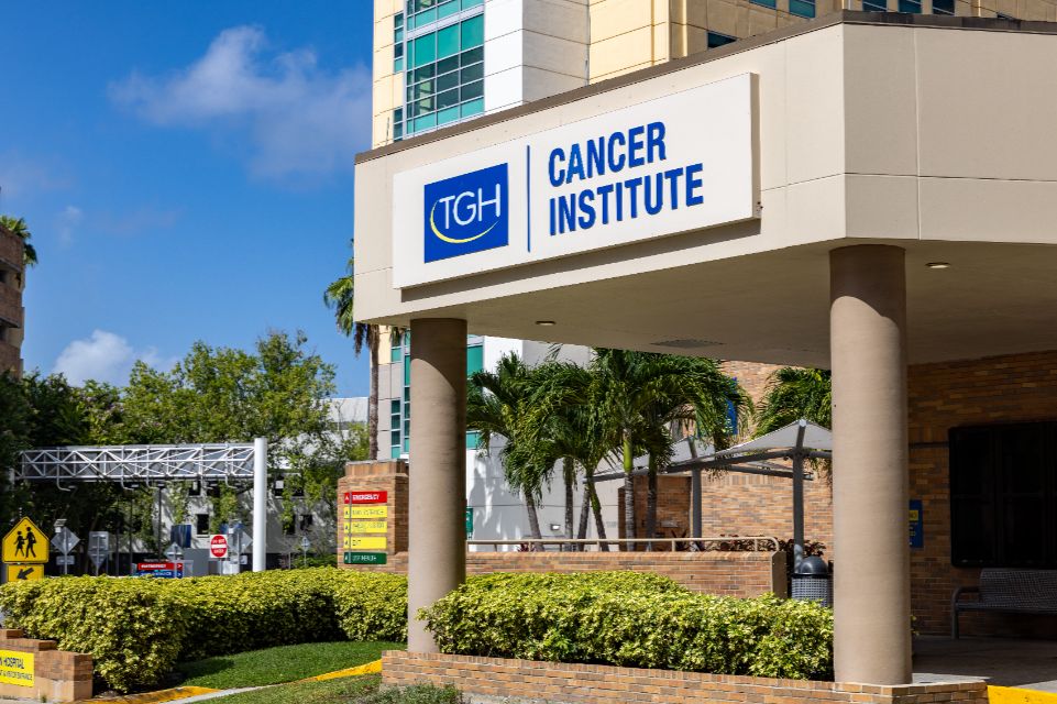 A photo of the outside of the TGH Cancer Institute