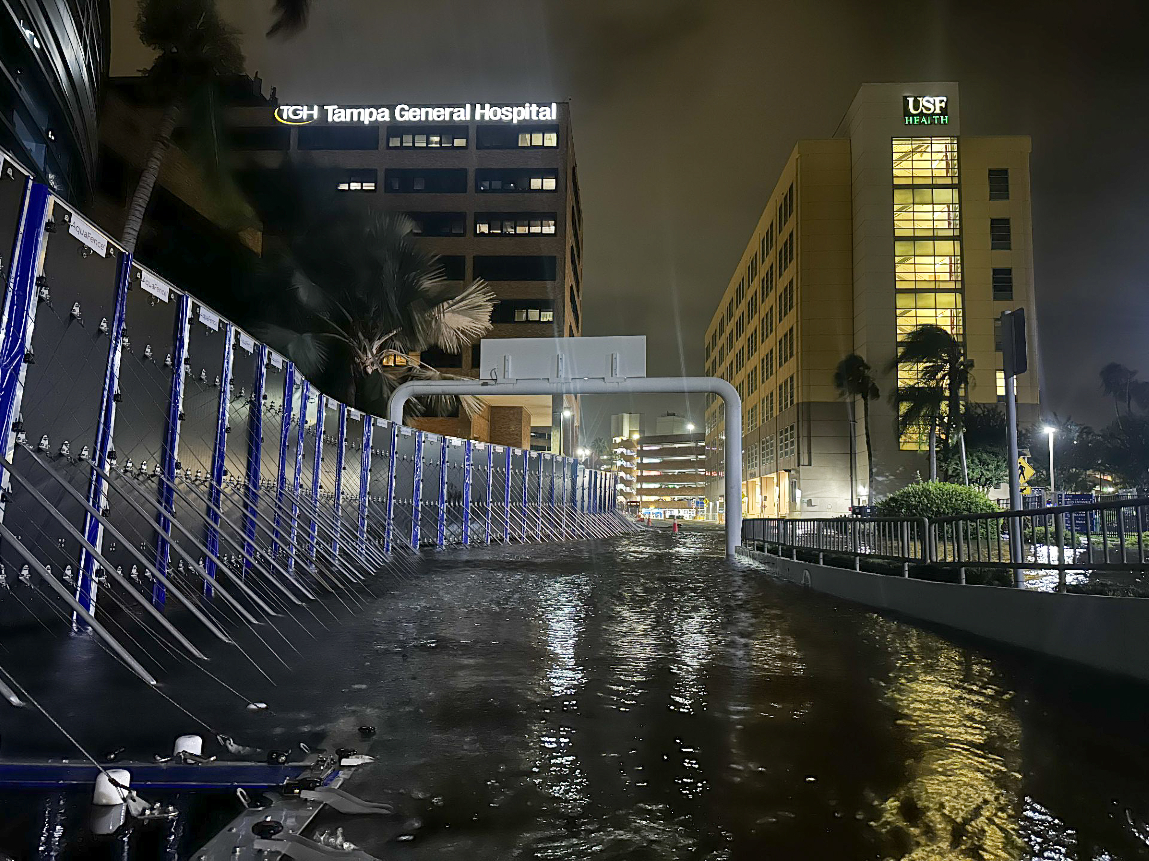 AquaFence that keeps flood water from entering the hospital