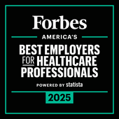 forbes america's best employers for healthcare professionals 2025 badge with powered by statista tagline