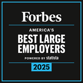 forbes americas best large employers 2025 badge with tagline powered by statista