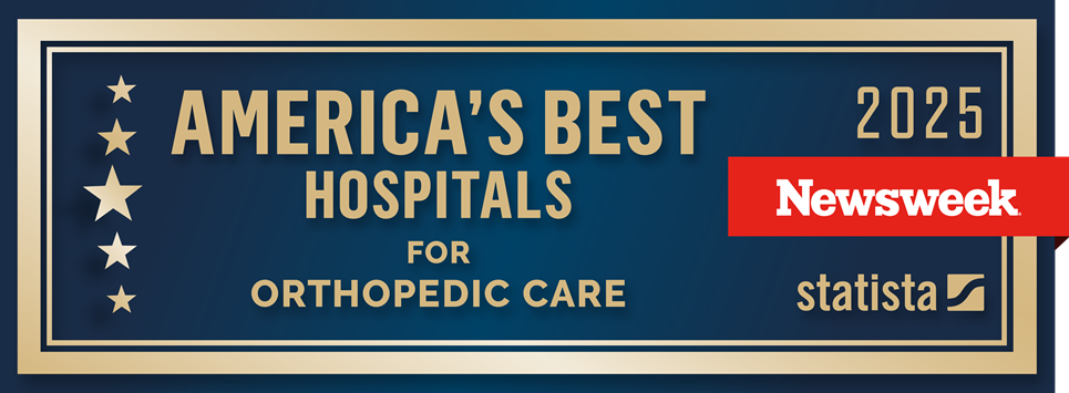 newsweek america's best hospitals for orthopedic care 2025 badge with statista logo