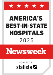 newsweek america's best in-state hospitals 2025 badge with powered by statista logo