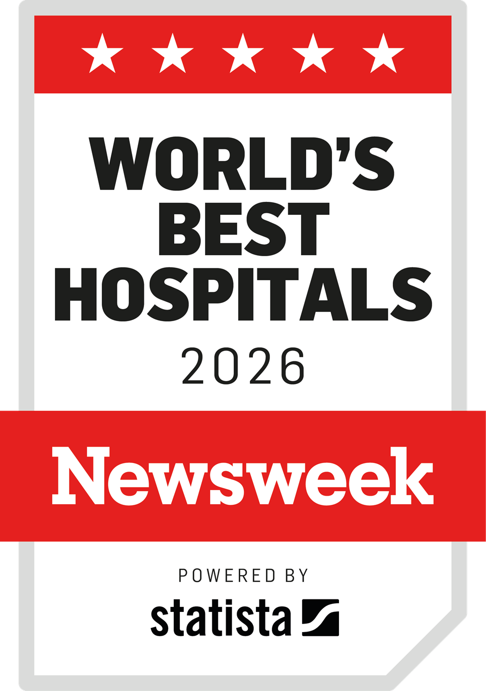 newsweek world's best hospitals 2026 badge with powered by statista logo