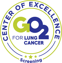 This is a photo of the GO2 for Lung Cancer Accreditation. Tampa General Hospital has been nationally recognized as a Center of Excellence by GO2 for Lung Cancer. 