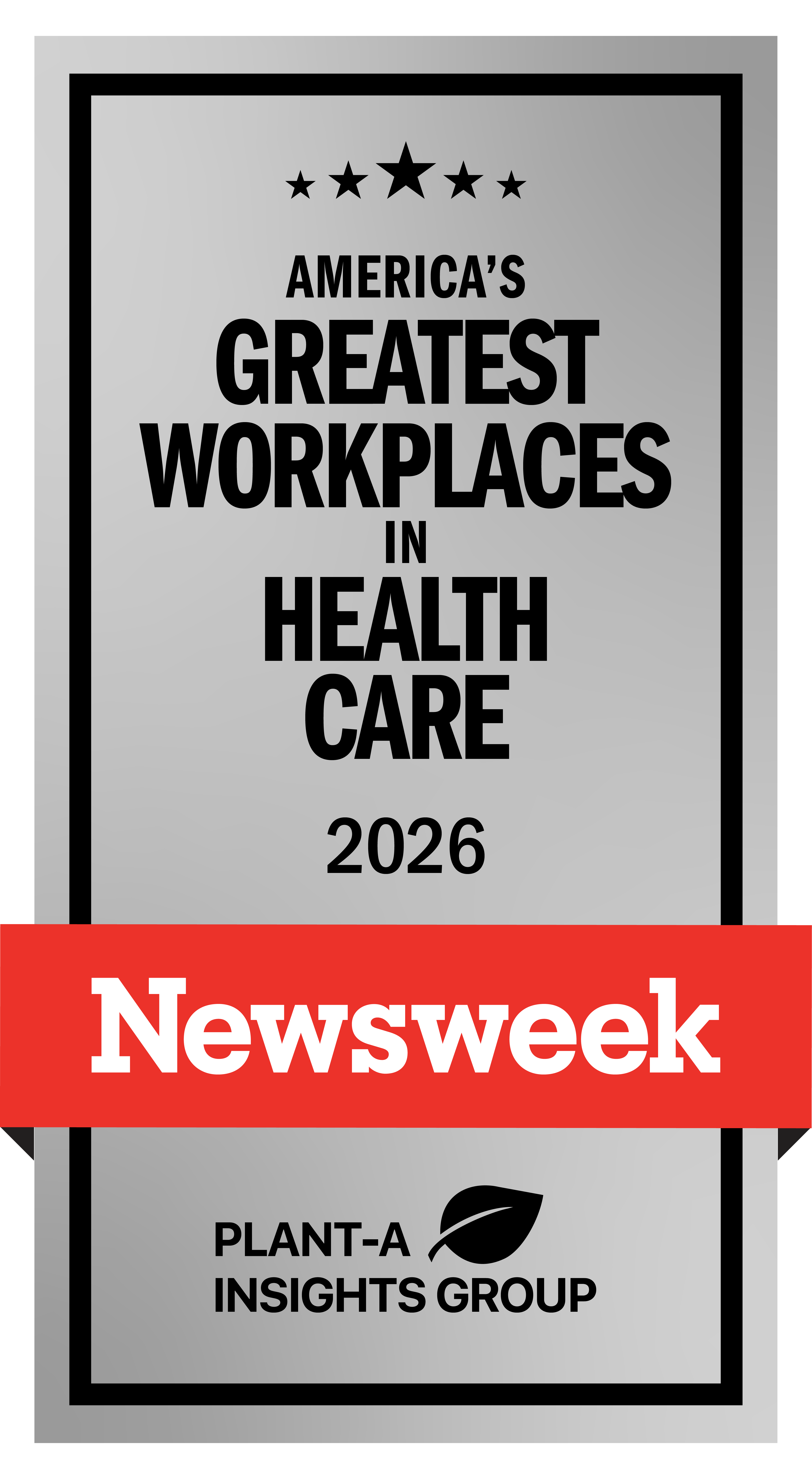 newsweek america's greatest workplaces in healthcare 2025 badge with plant-a insights group logo