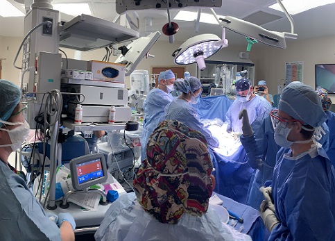 Specialists perform an EXIT OR procedure to save a baby