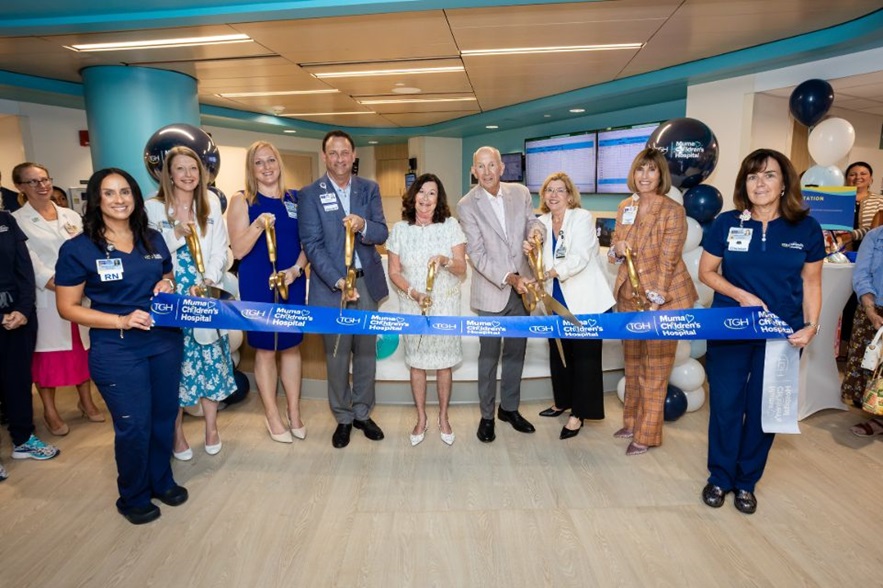 muma children's hospital at tgh leadership cut a ribbon to celebrate completion of phase 2 renovations to the pediatric unit