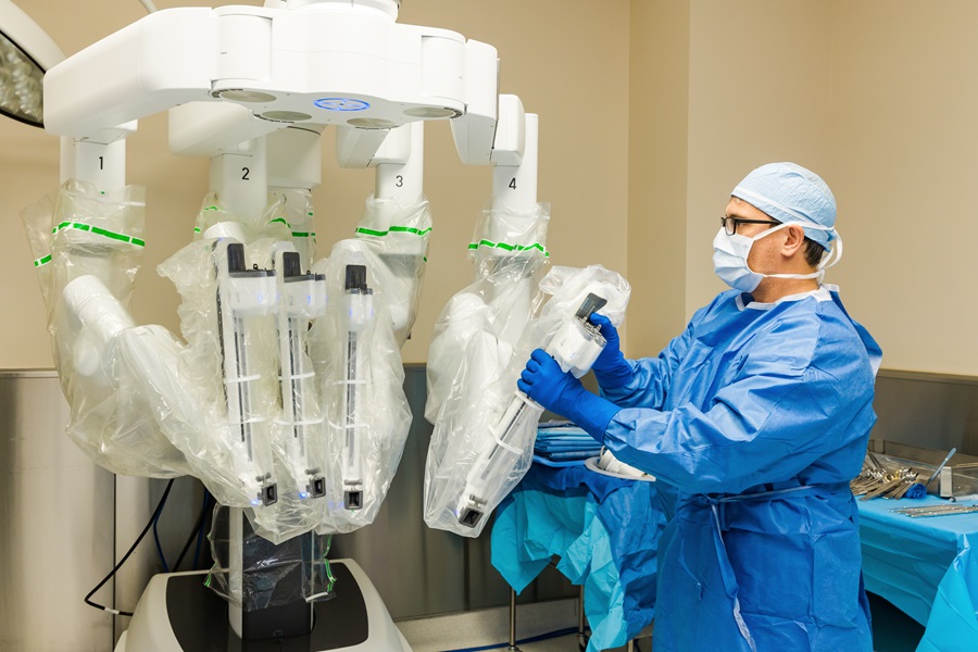 dr salvatore docimo with robotics in operating room for complex hernia repair