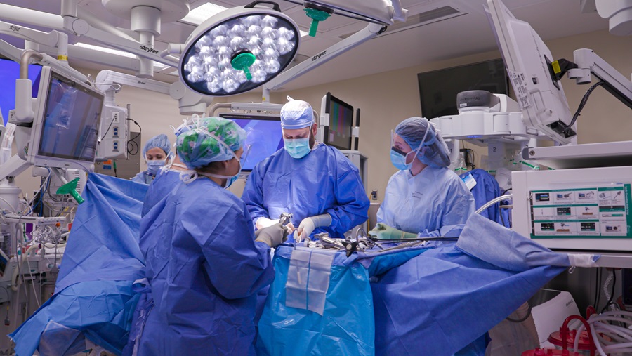 christopher ducoin md and team perform bariatric surgery on patient in operating room