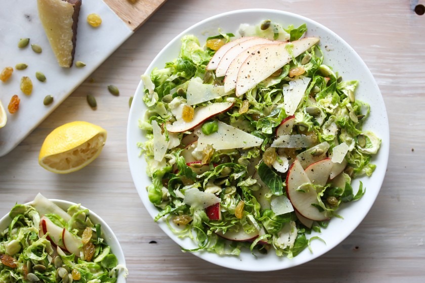 Shaved Brussels Sprouts and Pear Salad with Manchego
