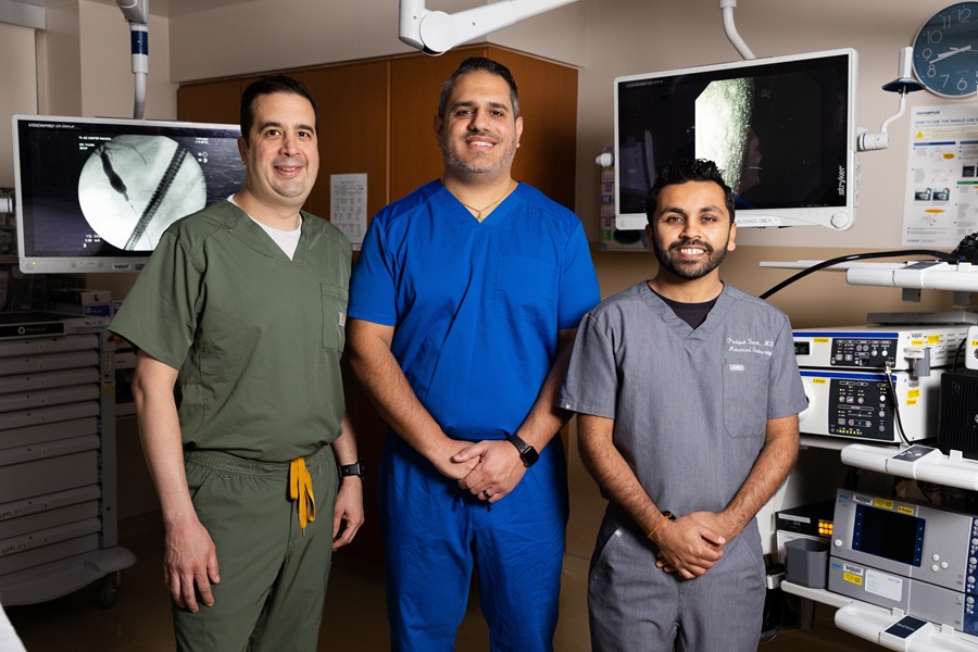 TGH interventional GI and advanced endoscopy program endoscopists pictured from left to right Dr Rene Gomez Dr Jonathan Hilal and Dr Pushpak Taunk