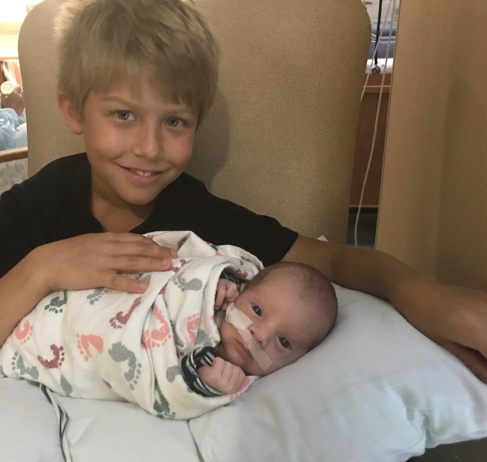 Danny with a brand new baby brother