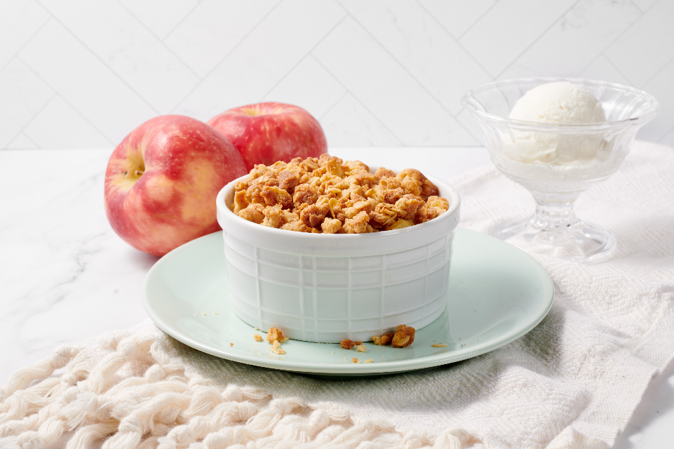 Apple Crumble with vanilla ice cream from Tampa General Hospital’s new menu.