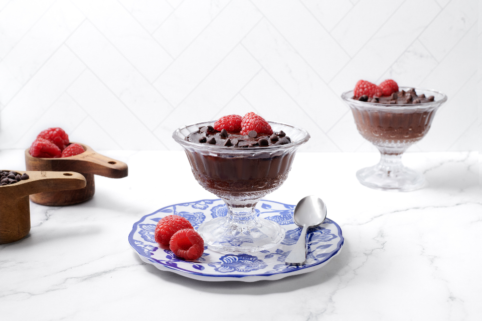 Chocolate Mousse with raspberries from Tampa General Hospital’s new menu.