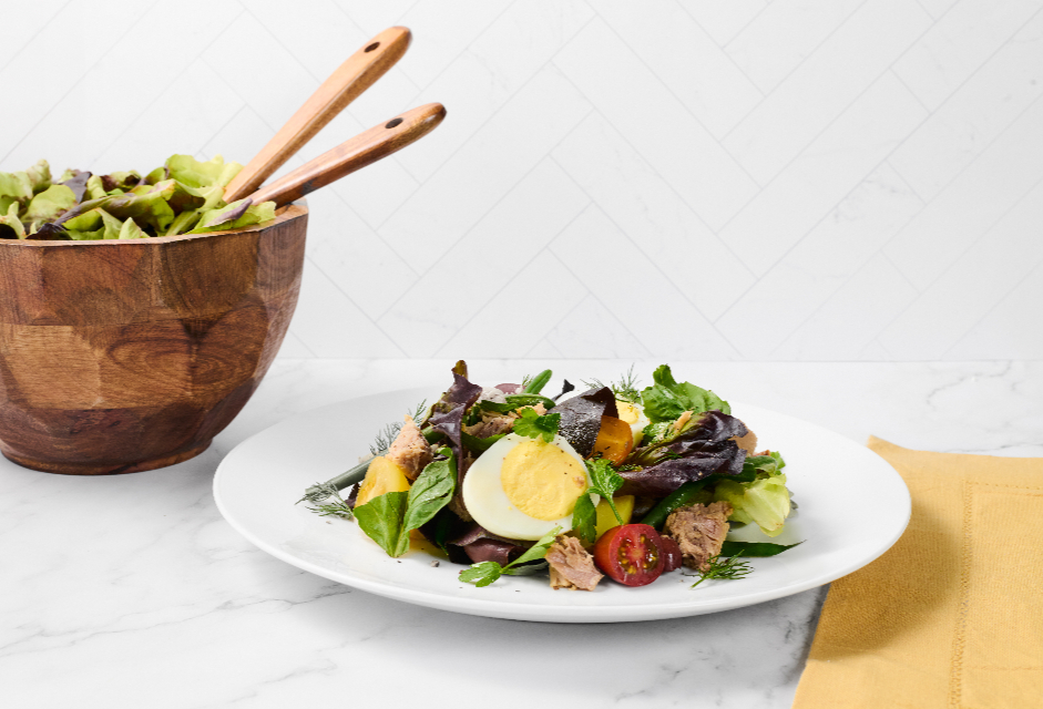 Salade Niçoise with tuna, eggs, fresh vegetables, and olives from Tampa General Hospital’s new menu.