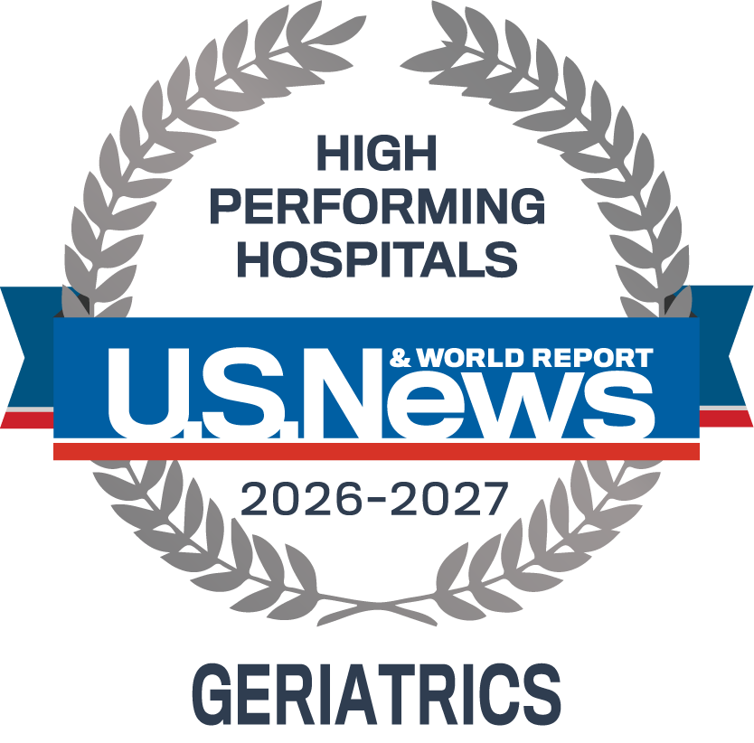 U.S. News & World Report High Performing emblem for Geriatrics at Tampa General Hospital 2026-27