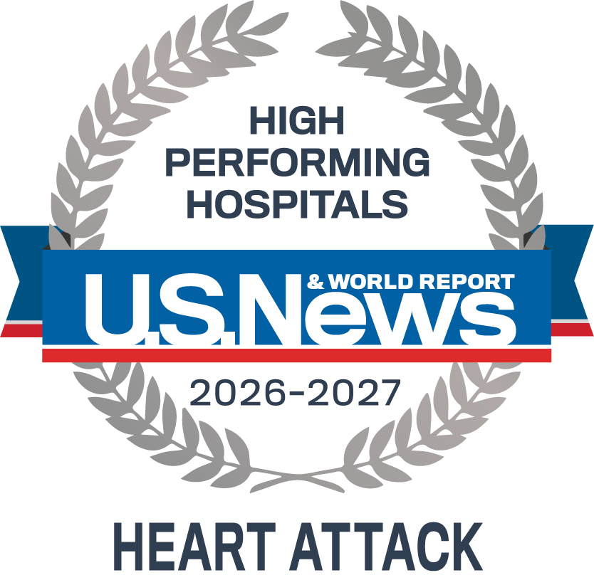 U.S. News & World Report High Performing emblem for Heart Attack treatment at Tampa General Hospital 2026-27