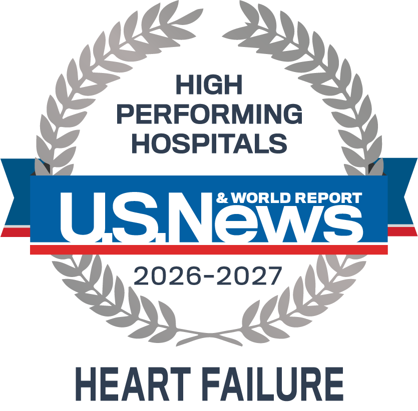 U.S. News & World Report High Performing emblem for Heart Failure treatment at Tampa General Hospital 2026-27