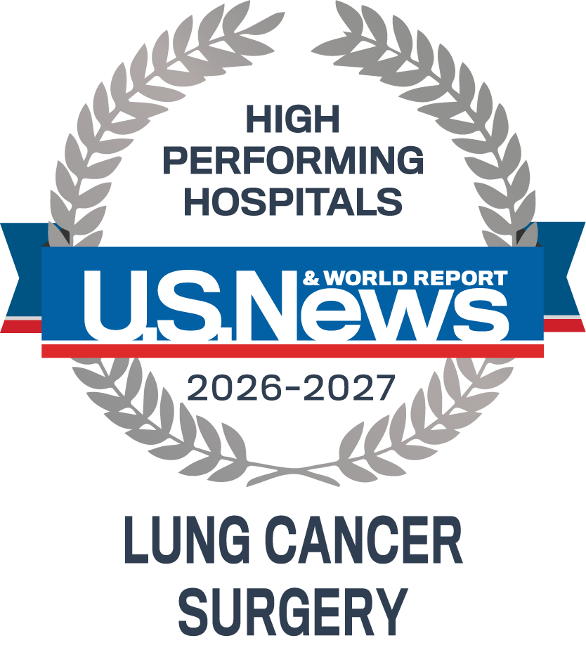 U.S. News & World Report High Performing emblem for Lung Cancer Surgery at Tampa General Hospital 2026-27