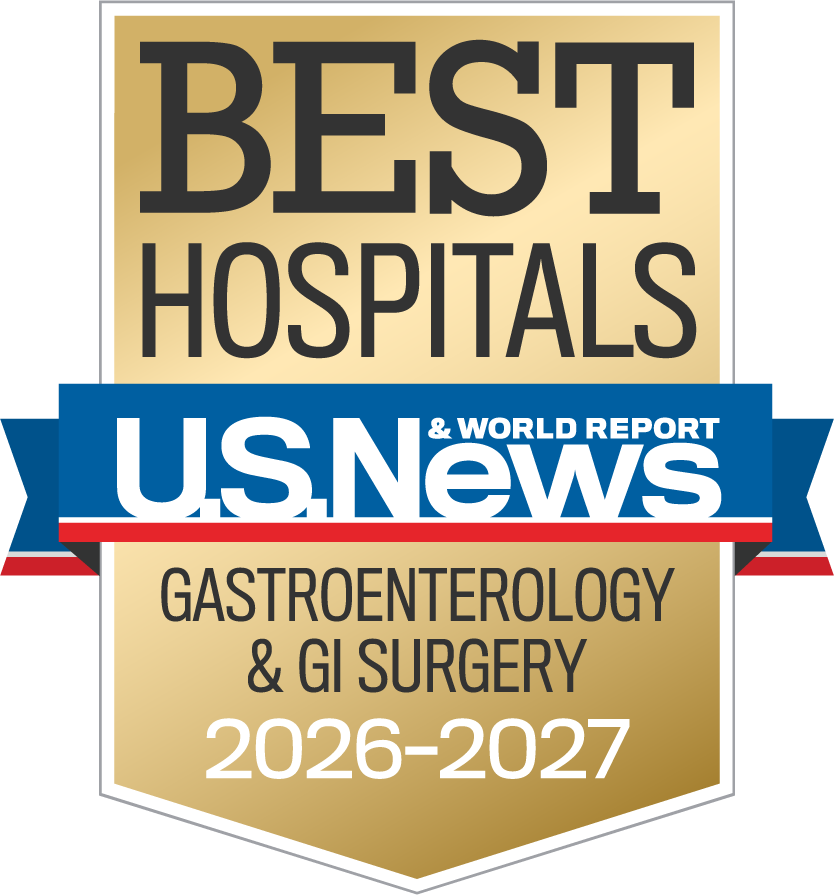 U.S. News & World Report Top 50 in the Nation badge for Gastroenterology & GI Surgery at Tampa General Hospital 2026-27