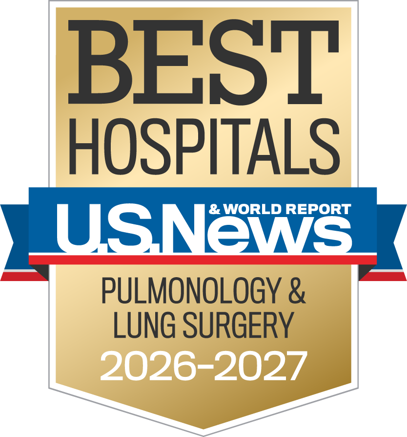 U.S. News & World Report Top 50 in the Nation badge for Pulmonology & Lung Surgery at Tampa General Hospital 2026-27